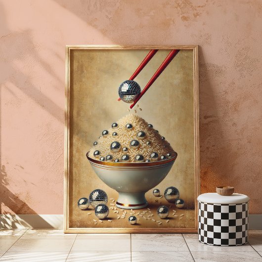 Grappige Disco Rijst Poster | Surrealistische Keuk