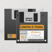 Grappige diskette 80s 90s bruiloft kaart (Voorkant / Achterkant)