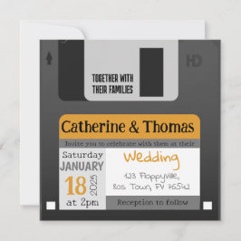 Grappige diskette 80s 90s bruiloft kaart