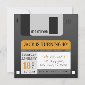 Grappige diskette 80s 90s Verjaardag uitnodiging
