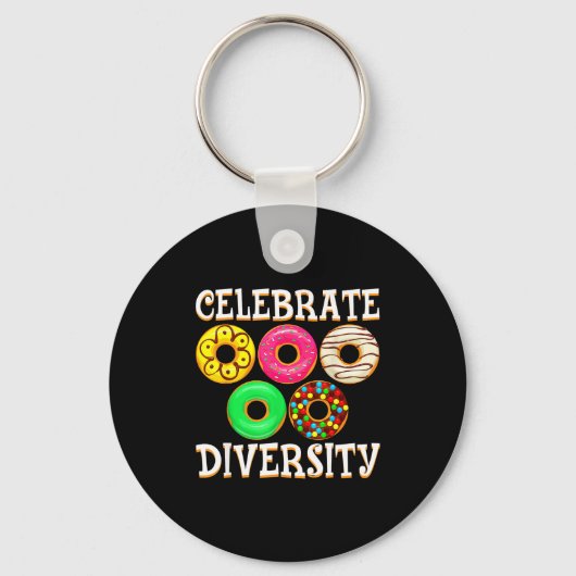 Grappige diversiteit doughnut liefhebber donut dag sleutelhanger (Voorkant)