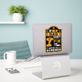 Grappige DIY Fix It Reparatie Sticker (Laptop op bureau)
