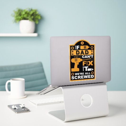 Grappige DIY Fix It Reparatie Sticker (Laptop op bureau)