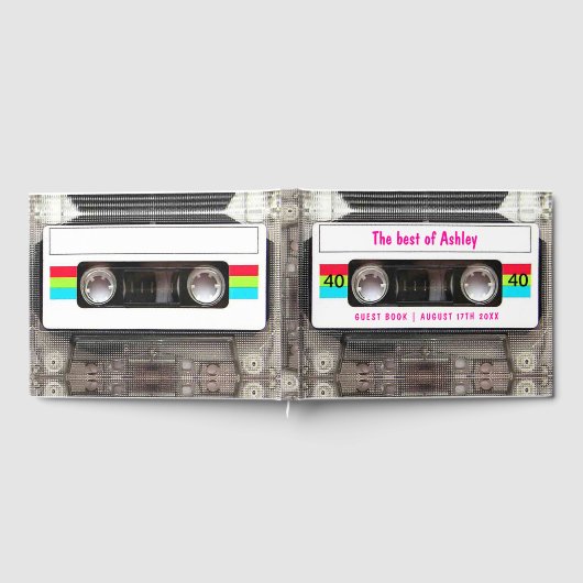 Grappige DJ 80s Cassettebandje 40th Birthday gast Gastenboek (Volledig)