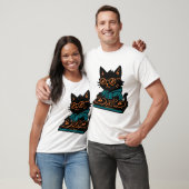 Grappige DJ Black Cat T-shirt (Unisex)