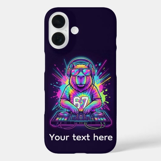 Grappige DJ Capybara Cool 67 tie-dye Neon Muziek F Case-Mate iPhone Case (Achterkant)