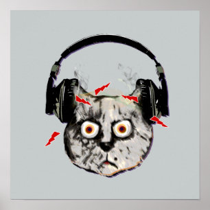 grappige DJ cat boltz Poster