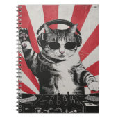 Grappige DJ Cat Disco Sound Tech Hoofdtelefoon Muz Notitieboek (Voorkant)