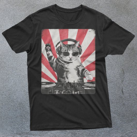 Grappige DJ Cat Disco Sound Tech Hoofdtelefoon Muz T-shirt