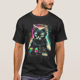 Grappige DJ-kat die katten grooves draait T-shirt