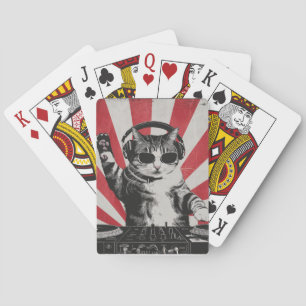 Grappige DJ Kat Disco Geluid Tech Hoofdtelefoon Mu Pokerkaarten