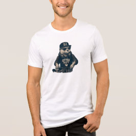 Grappige DJ Otter Vintage EDM Draaitafel Illustrat Tri-Blend Shirt