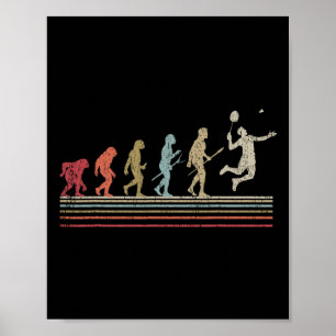Grappige Dminton  retro stijl evolutie van Man Poster