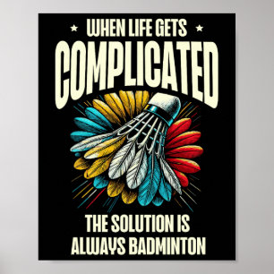 Grappige Dminton speler houdt van shuttle ontwerp Poster