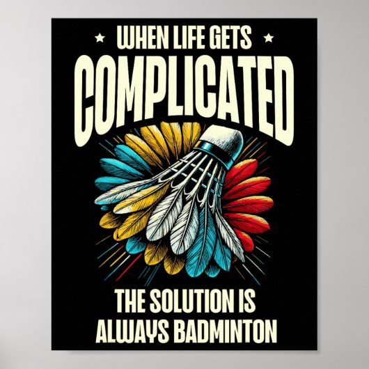 Grappige Dminton speler houdt van shuttle ontwerp Poster (Voorkant)