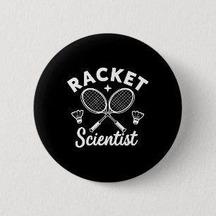 Grappige Dminton spelers Racket Scientist Ronde Button 5,7 Cm