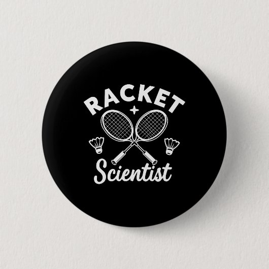 Grappige Dminton spelers Racket Scientist Ronde Button 5,7 Cm (Voorkant)