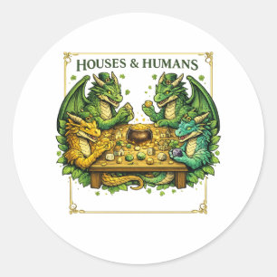 Grappige DnD Huizen en Mensen voor Gamer Kerkerver Ronde Sticker