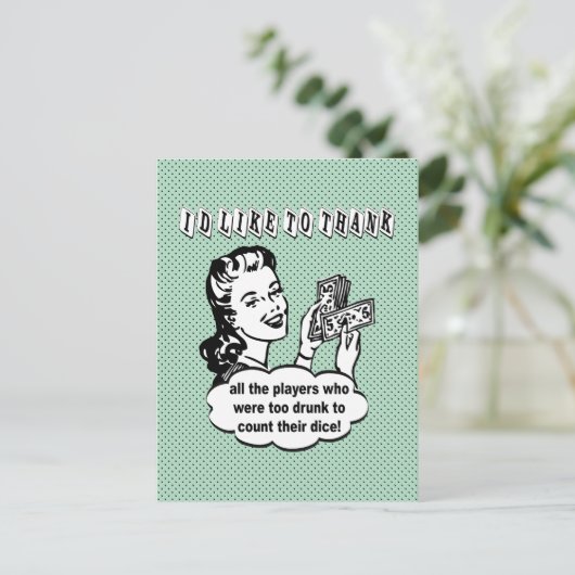 Grappige dobbelstenen - ik wil bedanken briefkaart (Staand voorkant)