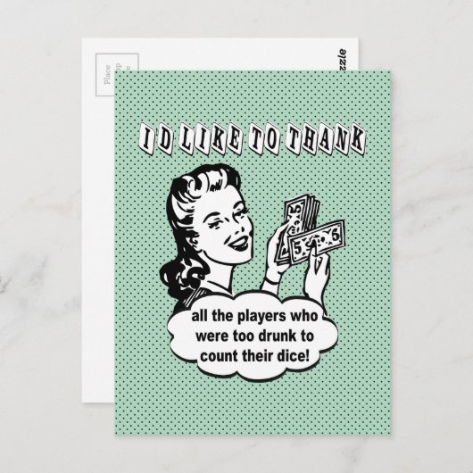 Grappige dobbelstenen - ik wil bedanken briefkaart (Voorkant / Achterkant)