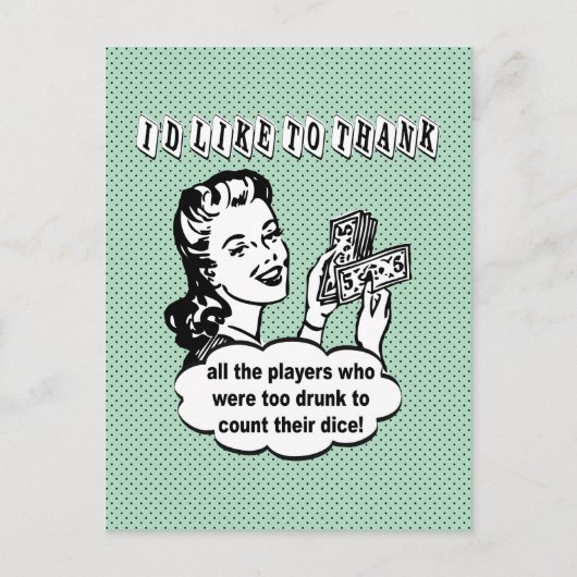 Grappige dobbelstenen - ik wil bedanken briefkaart (Voorkant)