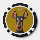 Grappige Doberman Hond Zwart Tan Mosterdgeel Poker Chips (Achterkant)