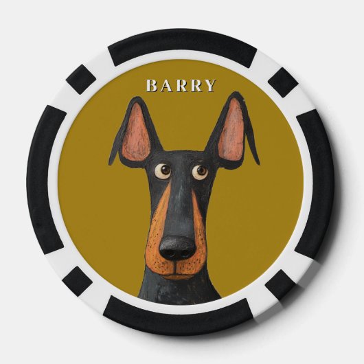 Grappige Doberman Hond Zwart Tan Mosterdgeel Poker Chips (Achterkant)