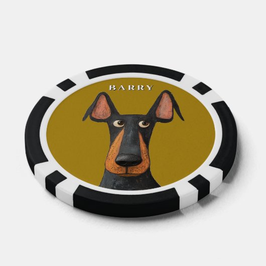Grappige Doberman Hond Zwart Tan Mosterdgeel Poker Chips (Enkel)