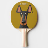 Grappige Doberman Hond Zwart Tan Mosterdgeel Tafeltennisbatje (Voorkant)