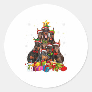 Grappige doberman kerstboom cadeaus x ronde sticker