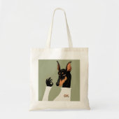 Grappige Dobermann-hond die OK-handgebaar Meme maa Tote Bag (Voorkant)