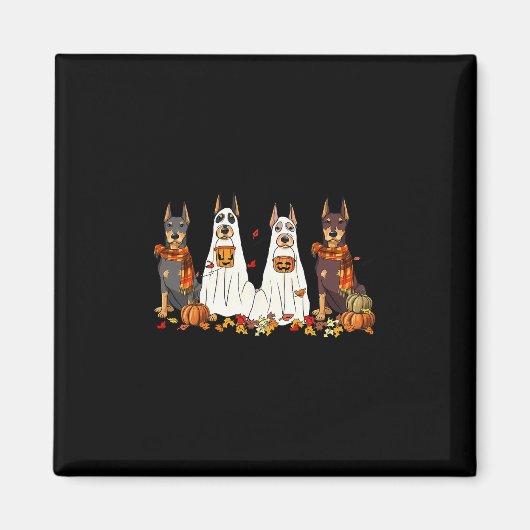 Grappige Dobermann Hond Geest Herfst Bladeren Beda Magneet (Voorkant)
