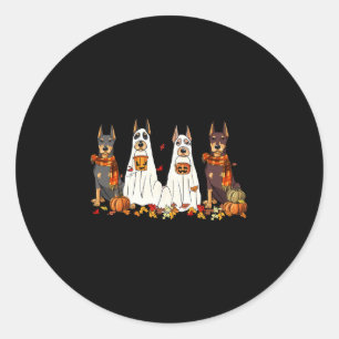 Grappige Dobermann Hond Geest Herfst Bladeren Beda Ronde Sticker
