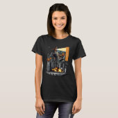 Grappige Dobermann hond Kaiju Monster Japans T-shirt (Voorkant volledig)
