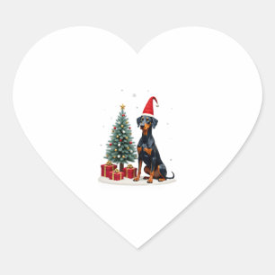Grappige Dobermann-hond Kerstboom Vrouwen Mannen K Hart Sticker