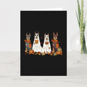 Grappige Dobermann-hond spook herfst herfstbladere Kaart