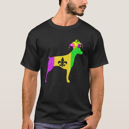 Grappige Dobermann-hondliefhebber Mardi Gras-carna T-shirt (Voorkant)