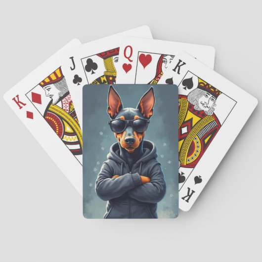 Grappige Dobermann Kawaii Hond Pokerkaarten (Achterkant)