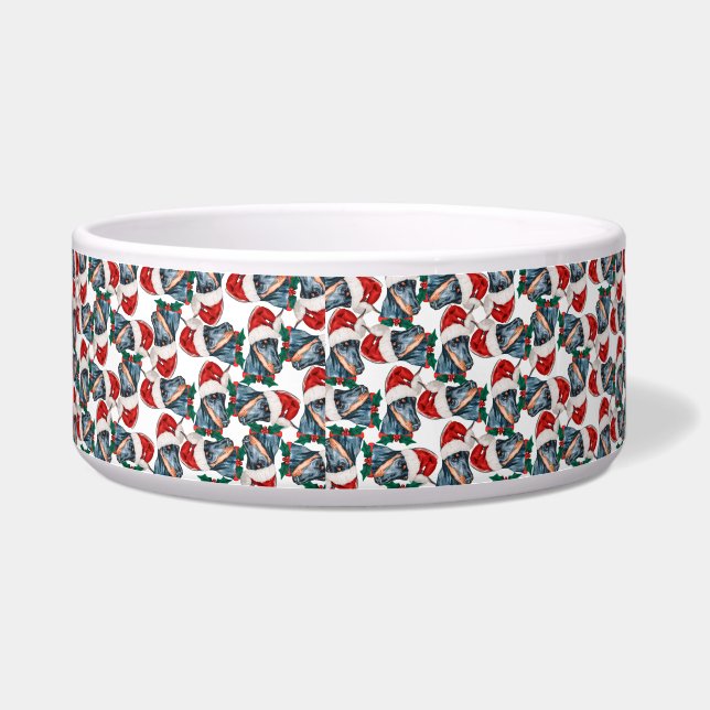 Grappige Dobermann Naam Kerst Patroon Voerbakje (Links)