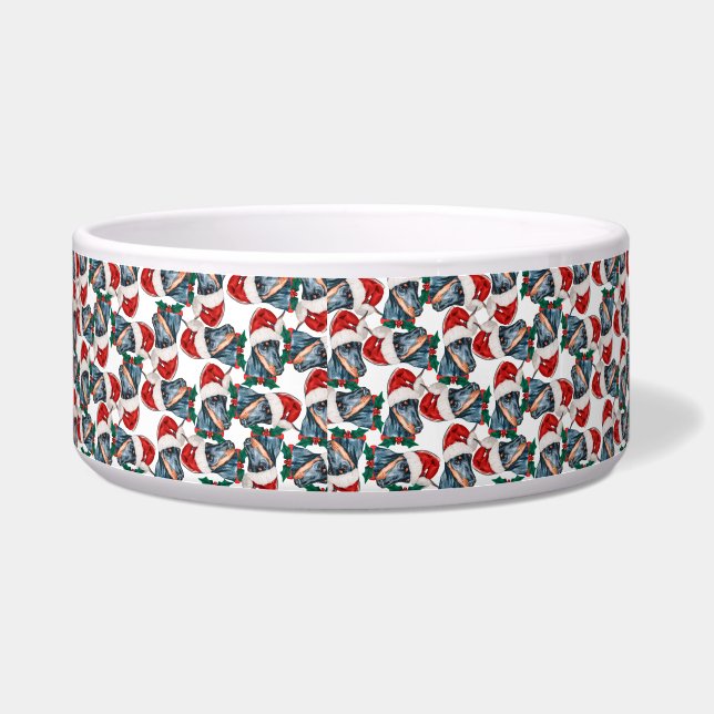 Grappige Dobermann Naam Kerstpatroon Voerbakje (Links)