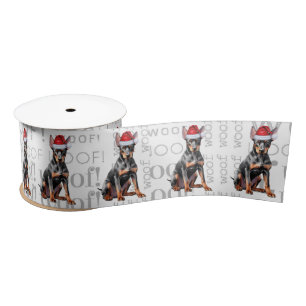 Grappige Dobermann Pinscher Kerstman Hond  Satijnen Lint