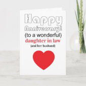 Grappige dochter in de wet en zoon trouwdag kaart (Voorkant)