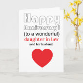 Grappige dochter in de wet en zoon trouwdag kaart (Gele Bloem)