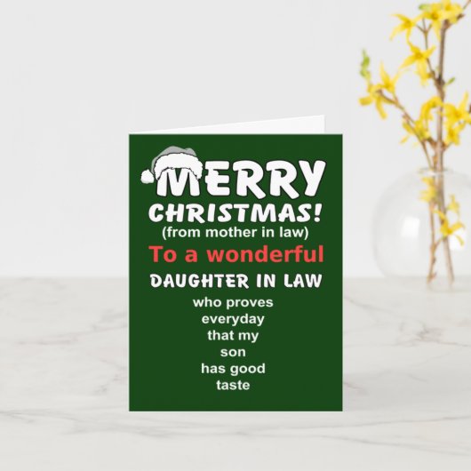 grappige dochter in de wet Kerstmis Kaart (Gele Bloem)