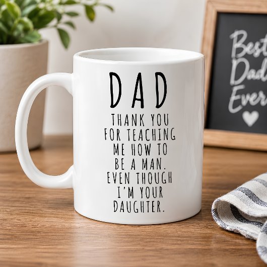 Grappige Dochter Voor Vader Die Man Leert Koffiemok