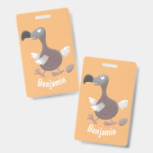 Grappige dodo vogel cartoon illustratie badge (Voor- en achterkant)