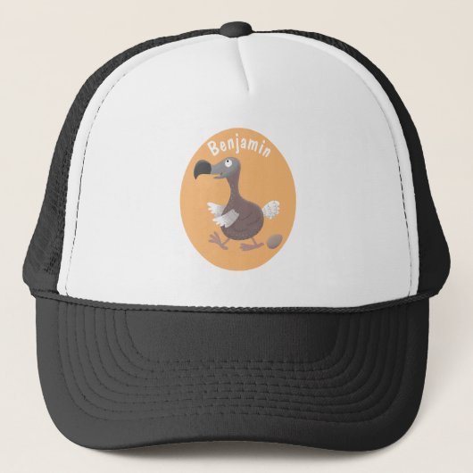Grappige dodo vogel cartoon illustratie trucker pet (Voorkant)