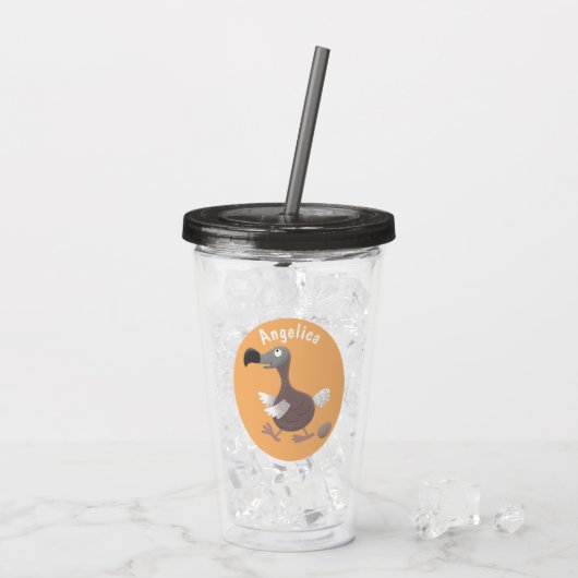 Grappige dodo vogel cartoonillustratie acryl drinkbeker (Achterkant ijs)