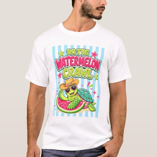 Grappige Doe De Watermeloen Kruip Gestreepte Schil T-shirt (Voorkant)