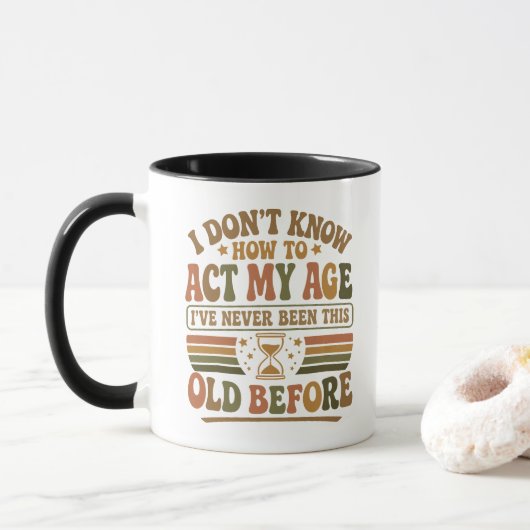Grappige "Doe Mijn Leeftijd" Retro Sarcastische Qu Mok (Met donut)